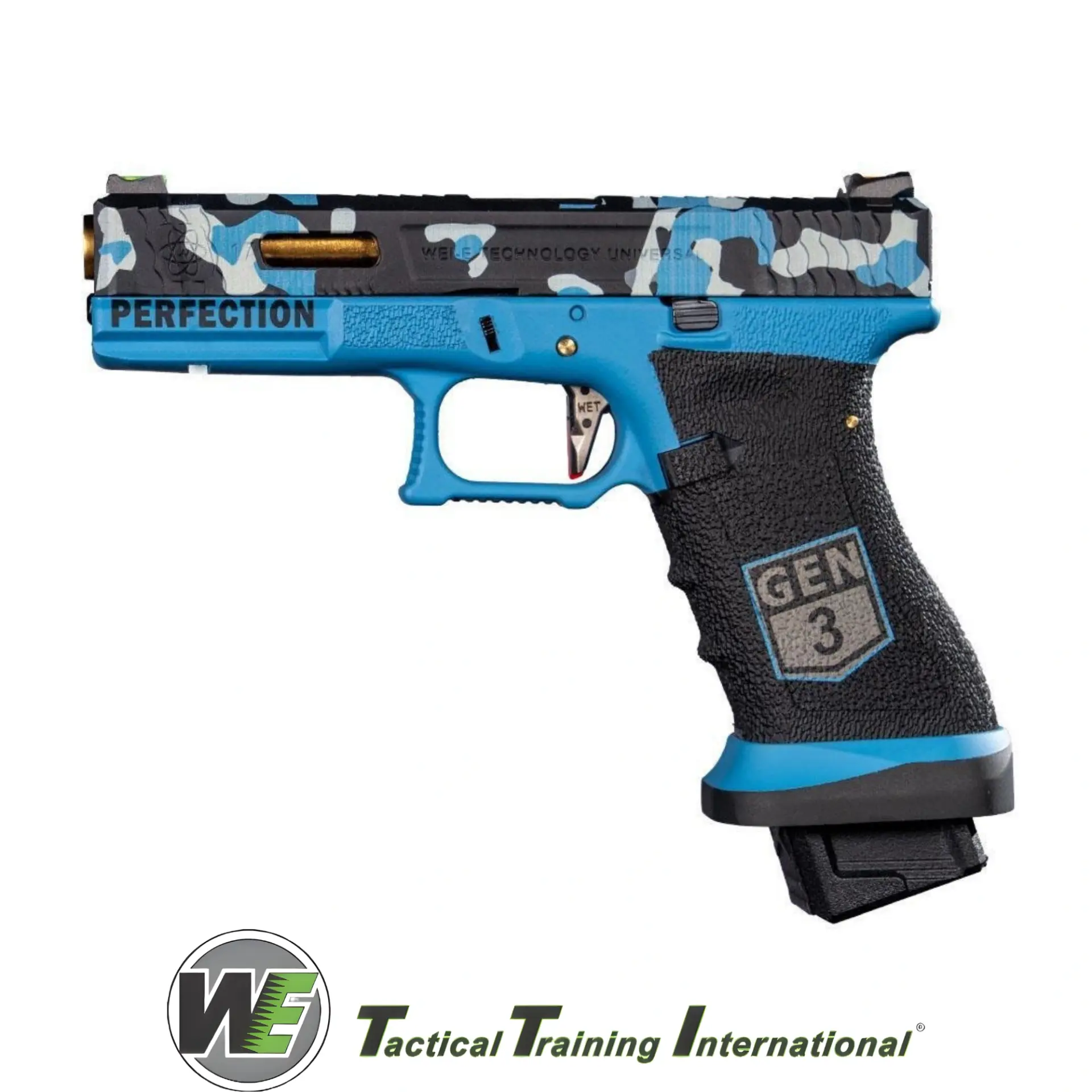 WE Glock 17 Blowback Airsoft Havalı Tabanca - 6mm - Camo Blue - Green Gas
